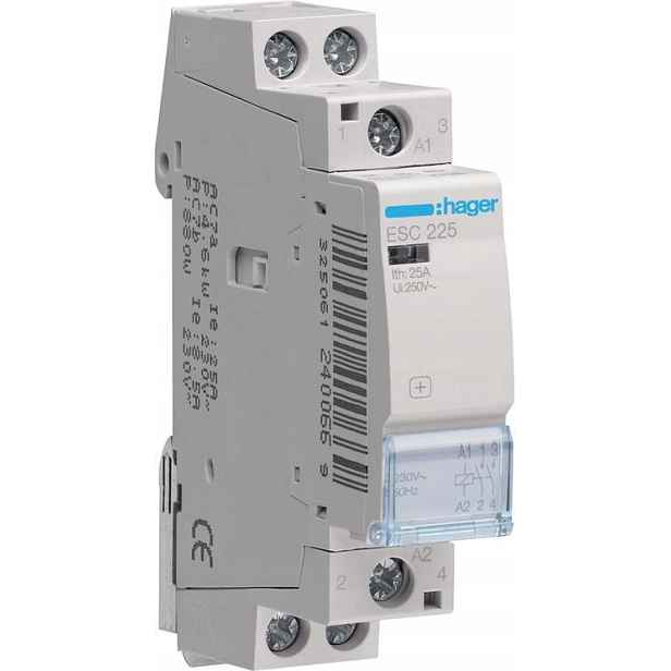 Stykač 230VAC 2NO 25A AC-7A/B ESC2 Hager ESC225