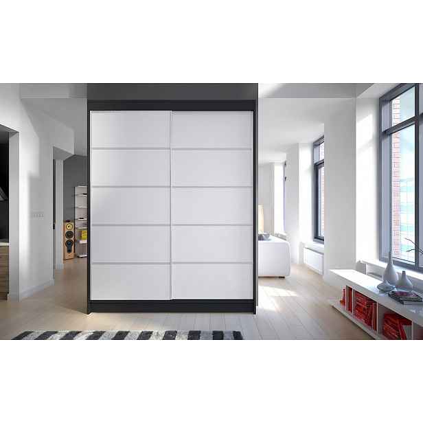 Šatní skříň CHANNA 4 - šířka 150 cm, černá / bílá