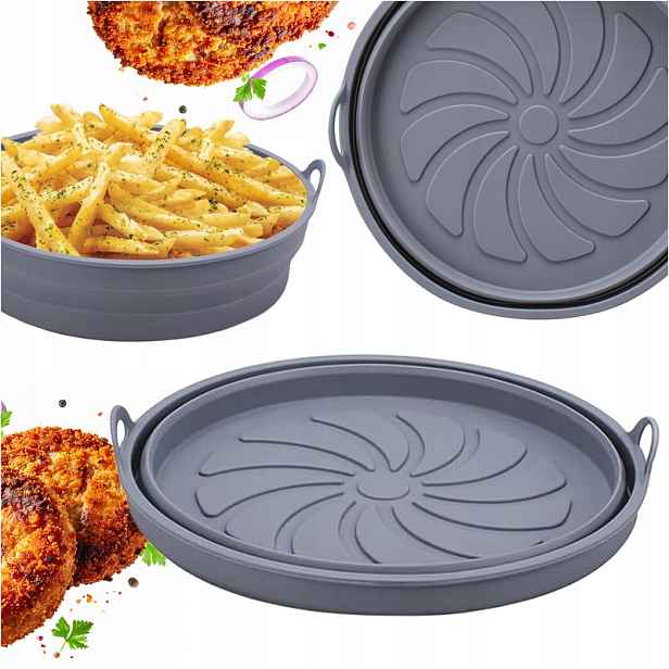 TEMU Silikonový kulatý tvar, vložka do fritézy bez tuku, horkovzdušné fritézy, průměr 20 cm, víceúčelový košík na pečení, vyrobeno z elastického