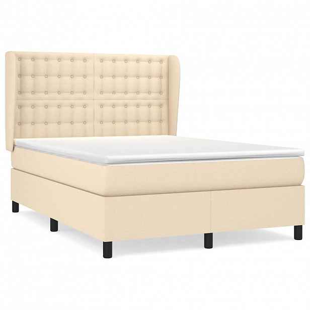 vidaXL Box spring postel s matrací krémová 140x190 cm textil
