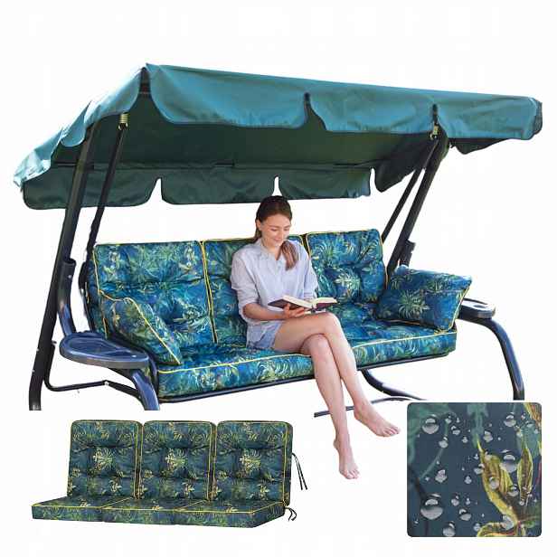 Polštář na zahradní houpačku Sada 3 ks Vodotěsný Anti Uv 150 cm