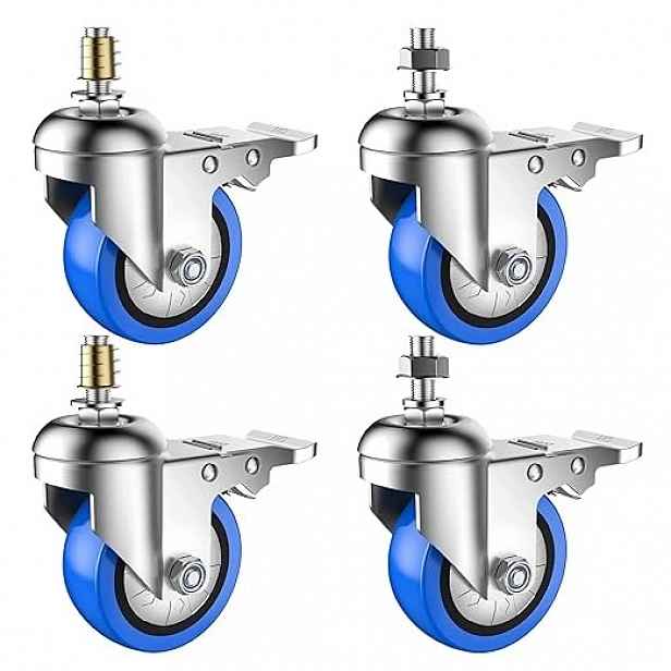4 X Tichá Nábytková Kolečka S Brzdou 50 MM Se Šroubem M8 X 20 MM, Nosnost Až 200 Kg