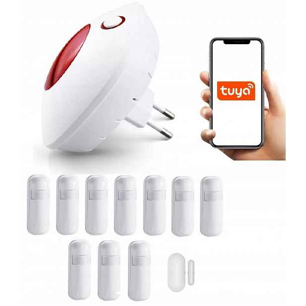 Bezdrátová Síťová Siréna Alarm 110DB Tuya Smart WiFi 10xPIR
