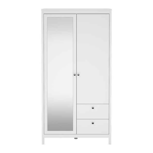 Bílá šatní skříň se zrcadlem 102x199x58 cm Madrid – Tvilum