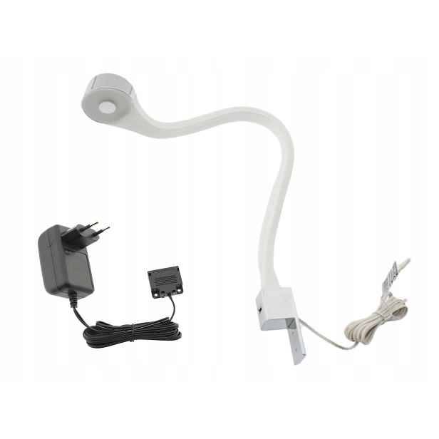 Noční lampa do postele do ložnice, ohebná, bílá, šroubovací, Flexi R, Usb