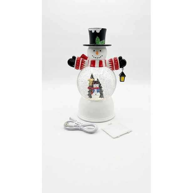 Sněhulák Sněhová Koule Led Lampion 30 CM Vánoční Dekorace Usb Baterie