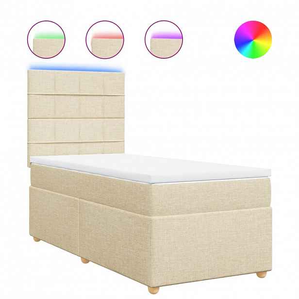 vidaXL Box spring postel s matrací krémová 90x200 cm textil