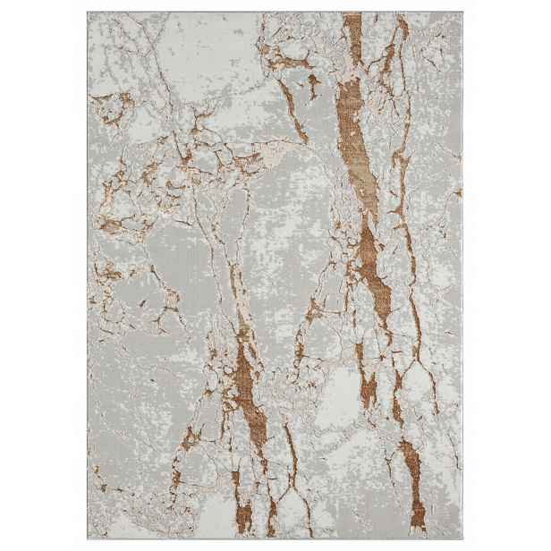 Koberec do obývacího pokoje 133 x 190 cm, měkký plyšový vlas, kemově béžový beton, mramor