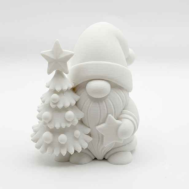 TEMU 3D Tisknutá Bílá PETG Miniaturní Figurka Trpaslíka - Vhodná jako Středový Dekor na Sváteční Stůl, Zimní Dekorace na Psací Stůl, Plastové Panenky