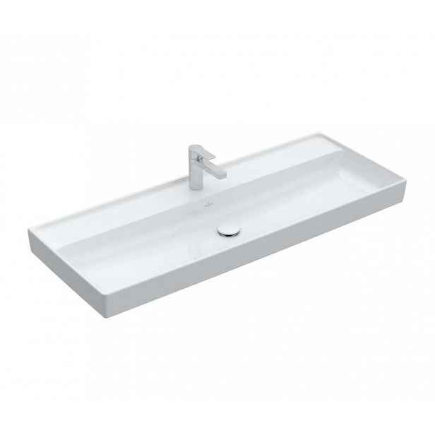 Villeroy & Boch Collaro - Umyvadlo nábytkové 120x47 cm, bez přepadu, otvor pro baterii, CeramicPlus, alpská bílá 4A33C2R1