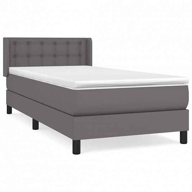 vidaXL Box spring postel s matrací šedá 100x200 cm umělá kůže