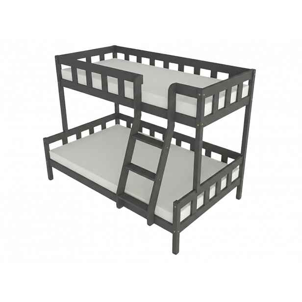Benlemi Patrová postel PLOTTY s předním žebříkem 90x200, 120x200 cm Zvolte barvu: Tmavě šedá, Zvolte šuplík: Bez šuplíku, Zvolte stranu: Vpravo