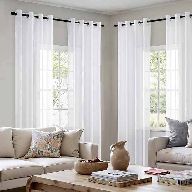 Elegantní voálové záclony Miulee 4ks 140x270 Bílé