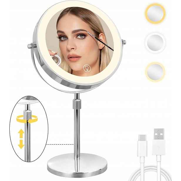 Kosmetické Zrcátko Na Make-up Led Podsvícené, oboustranné