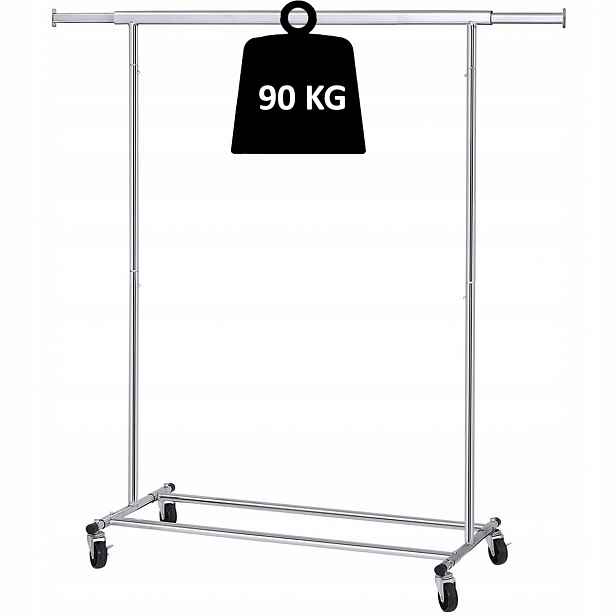 Kovový Věšák Na Oblečení 90 Kg Nosnost 160 x 132 CM Arventa Style Chrom