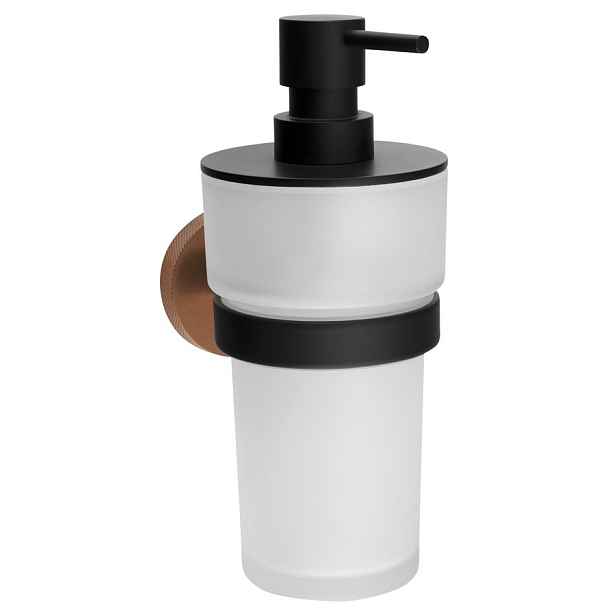 Sapho LARISSA dávkovač mýdla 250ml, mléčné sklo, černá/měď mat