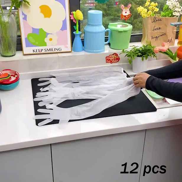 TEMU 12/22ks Dlouhé Kuchyňské Čisticí Rukavice, Prodloužené Protiskluzové Domácí Rukavice, Víceúčelové, Bez Alkoholu, Vyrobené z Plastu, pro Mytí