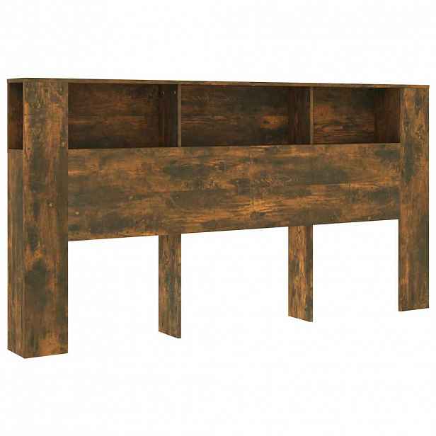 vidaXL Čelo postele s úložným prostorem kouřový dub 200x18,5x104,5 cm