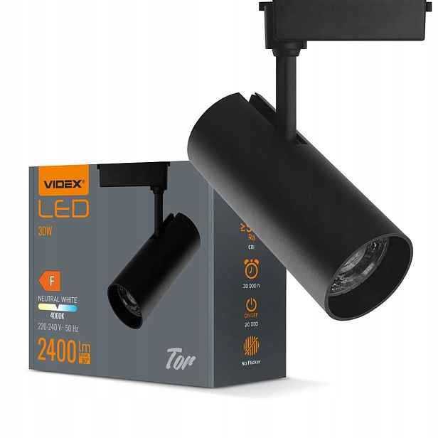 Videx-železniční Lampa Tor 2400Lm TOR-30W-BLACK VLE-TR04-304B 4000K