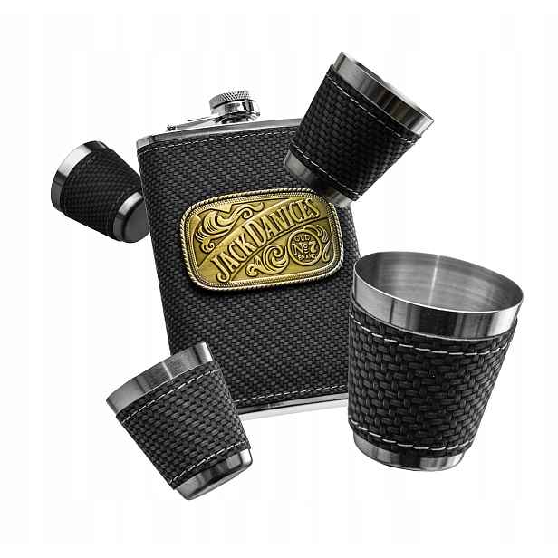 Set Dárek Placatka Skleničky Trychtýř Jack D Elegantní V Krabičce