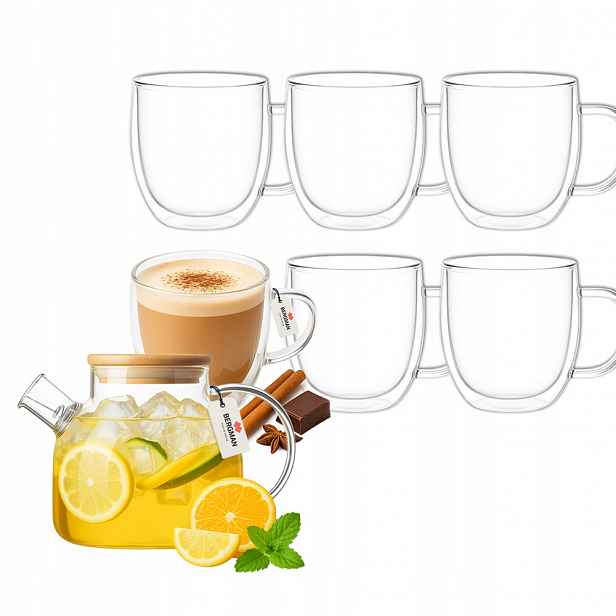 Bergman džbán 1L 6 sklenic 350 ml s dvojitou stěnou