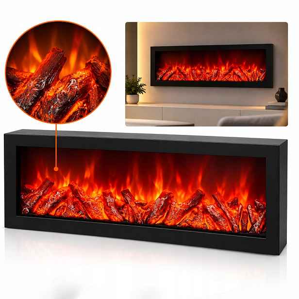 Elektrický krb Led 76 cm nástěnný Usb baterie dekorace