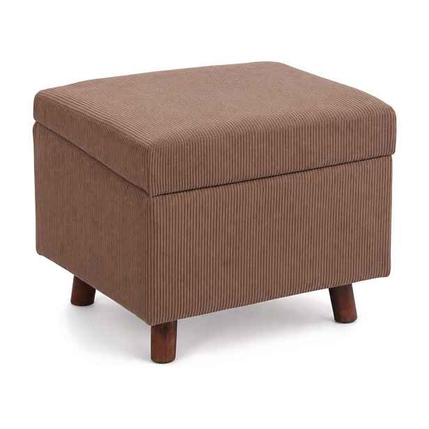 Relaxdays TABURET Hnědý manšestr s úložným prostorem 40 cm