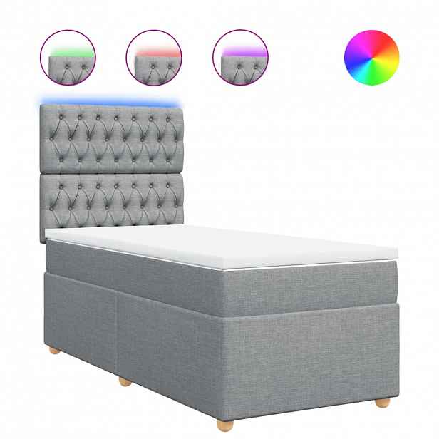 vidaXL Box spring postel s matrací světle šedá 90x200 cm textil