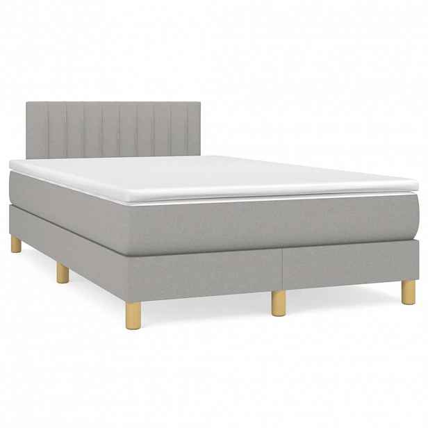 vidaXL Box spring postel s matrací světle šedá 120 x 200 cm textil