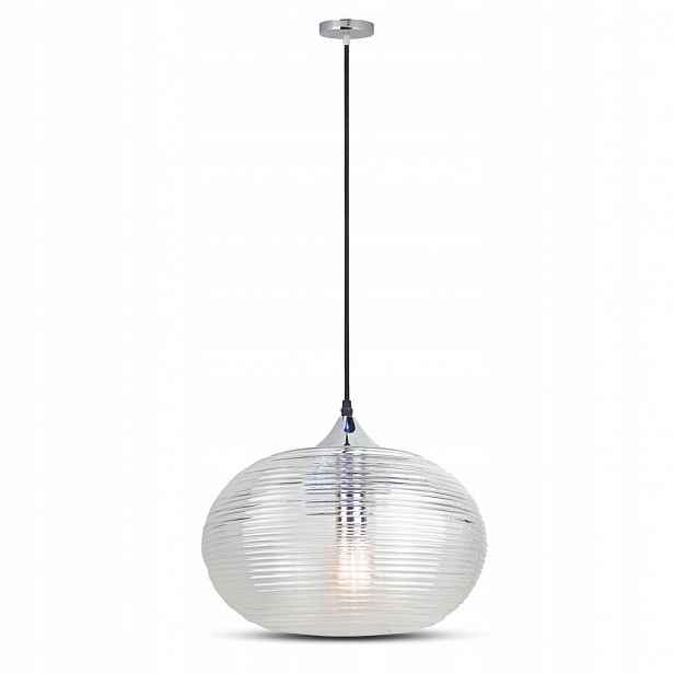 Dekorativní Skleněná Závěsná Lampa Stříbrná V-tac 33 cm E27