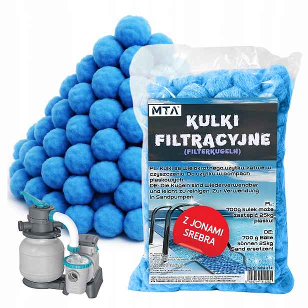 Filtrační kuličky do bazénu pro pískovou filtraci, 700 g 25 kg písku, s Ionty Stříbra