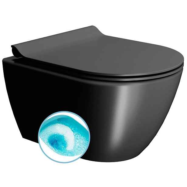 GSI PURA závěsná WC mísa, Swirlflush, 36x50cm, černá dual-mat