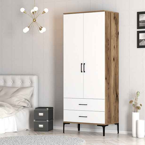 Šatní skříň Kumsal T - Walnut, White