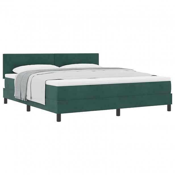 vidaXL Postel s boxspringem s čelo Tmavě zelená 180 x 200 cm samet