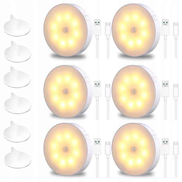 Bezdrátová Noční Lampa Usb Led Lampa S Pohybovým Senzorem Magnet Bílá