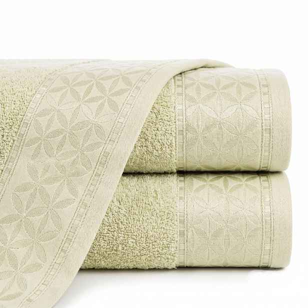 Bavlněný froté ručník s bordurou PAOLA 50x90 cm pistáciová 450 g/m2