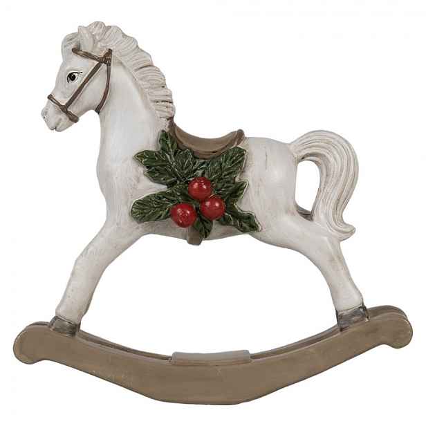 Dekorace bílý houpací koník - 17*5*16 cm Clayre & Eef