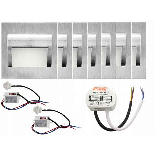 Halogenový schodišťový Led set 7x napájecí zdroj detektor