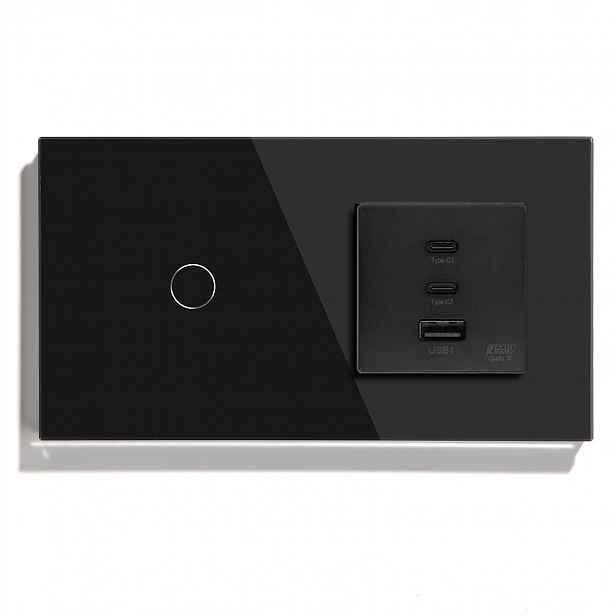 Jednodotykový Spínač 1K S Usb Zásuvkou Qc Quick Charge 65W