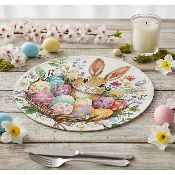 Velikonoční dekorační ozdobný ubrousek BUNNY III. Ø 30 cm Mybesthome
