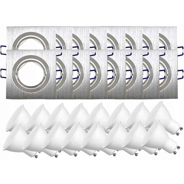 16x Hliníková Lampa Objímka Inox Ocel Kartáčovaná Led Žárovky 5W