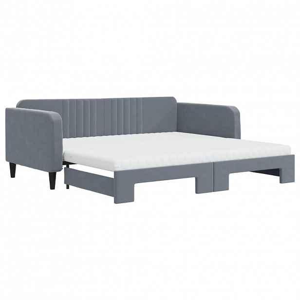 vidaXL Válenda s přistýlkou a matracemi tmavě šedá 100 x 200 cm samet