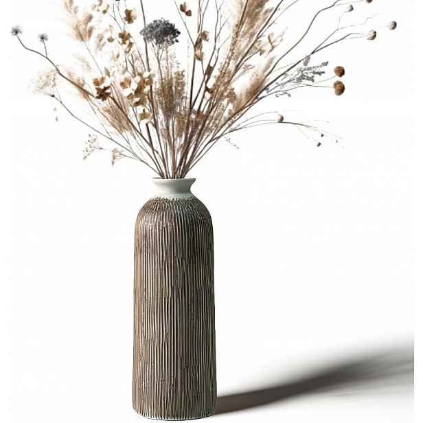 Boho Keramická Váza béžová láhev na květiny Wabi sabi 27 cm
