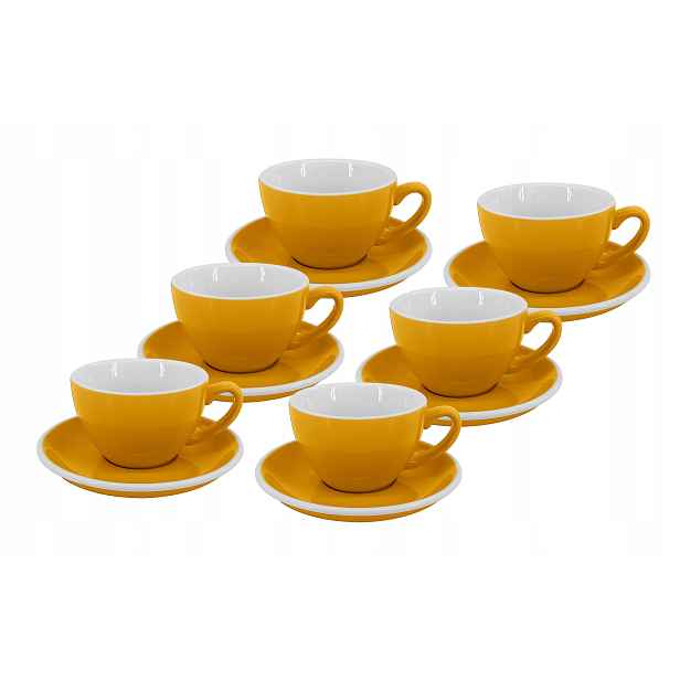 Set 6 ks Cappuccino šálek s podšálkem Roma, 180 ml, žlutý