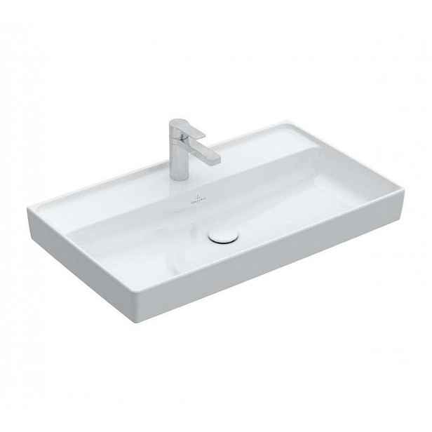 Villeroy & Boch Collaro - Umyvadlo nábytkové 80x47 cm, bez přepadu, otvor pro baterii, CeramicPlus, alpská bílá 4A3381R1