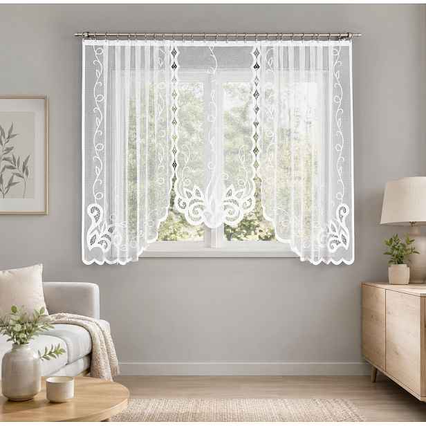 Dekorační oblouková krátká záclona na žabky EWELINA 160 bílá 300x160 cm MyBestHome
