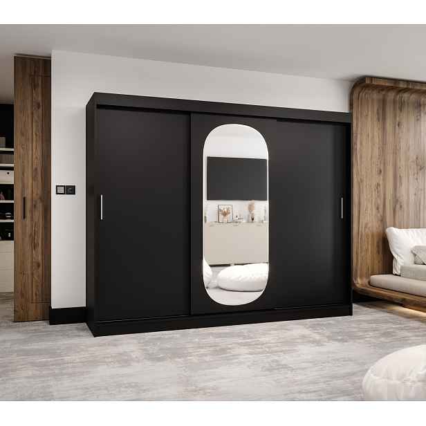 Šatní skříň Abi Royal Rozměry: 250 cm, Barva korpusu + barva dveří: Černá + Černá