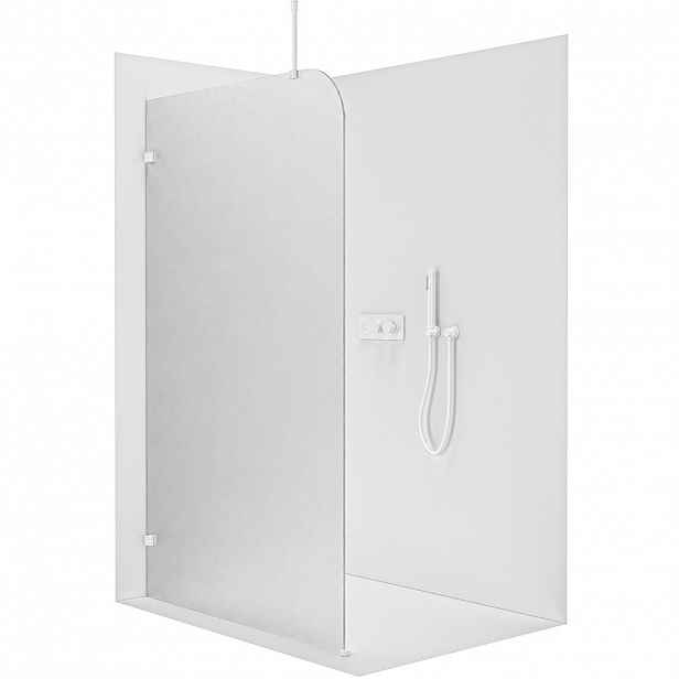 Sprchová zástěna Walk-in Orbis Top Round - Levá - 8 mm - kulatá vzpěra - bílá matná, mléčné sklo - 160x200 cm