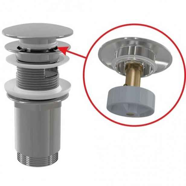 Alca Výpust umyvadlová CLICK/CLACK G 5/4" s přepadem, velká zátka, kov, chrom-lesk A392C