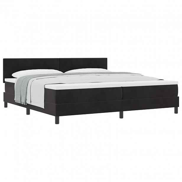 vidaXL Postel s boxspringem s čelo Černá 200 x 200 cm samet